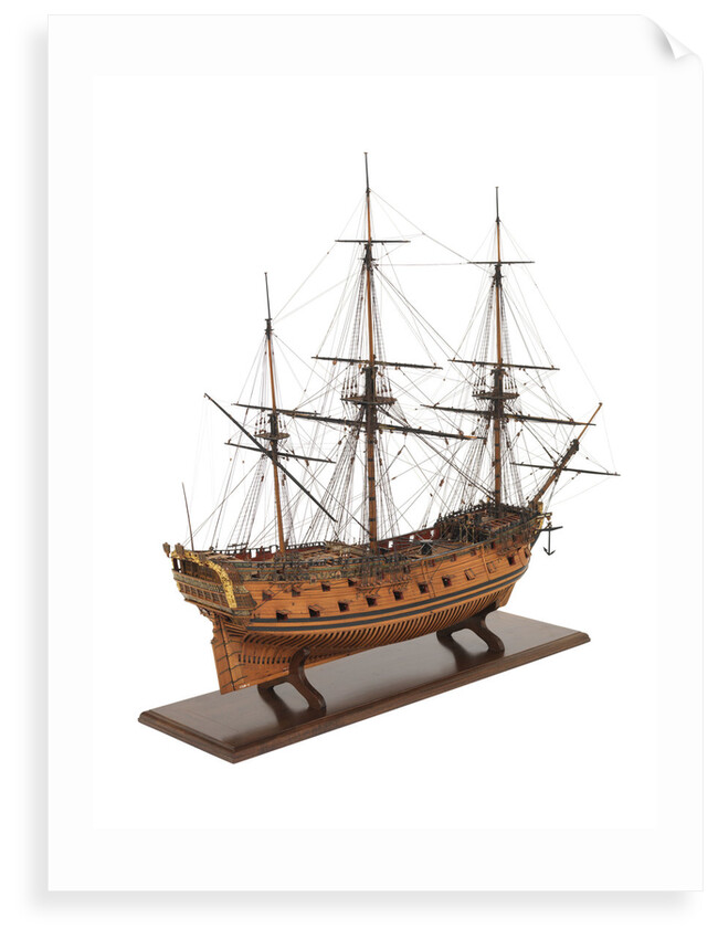Ship of 50 guns, starboard stern quarter by unknown