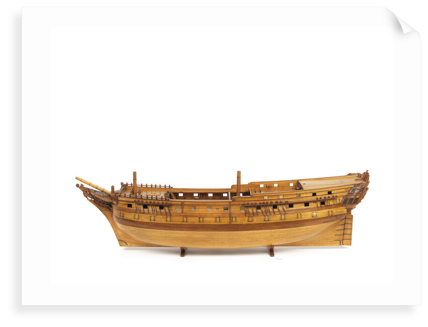 A contemporary dividing full hull model of the 'Washington' (1797), a Dutch 74-gun, two-decker ship of the line by unknown