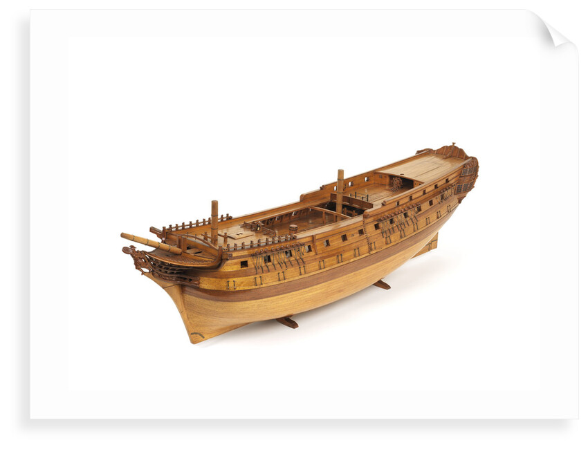 A contemporary dividing full hull model of the 'Washington' (1797), a Dutch 74-gun, two-decker ship of the line by unknown