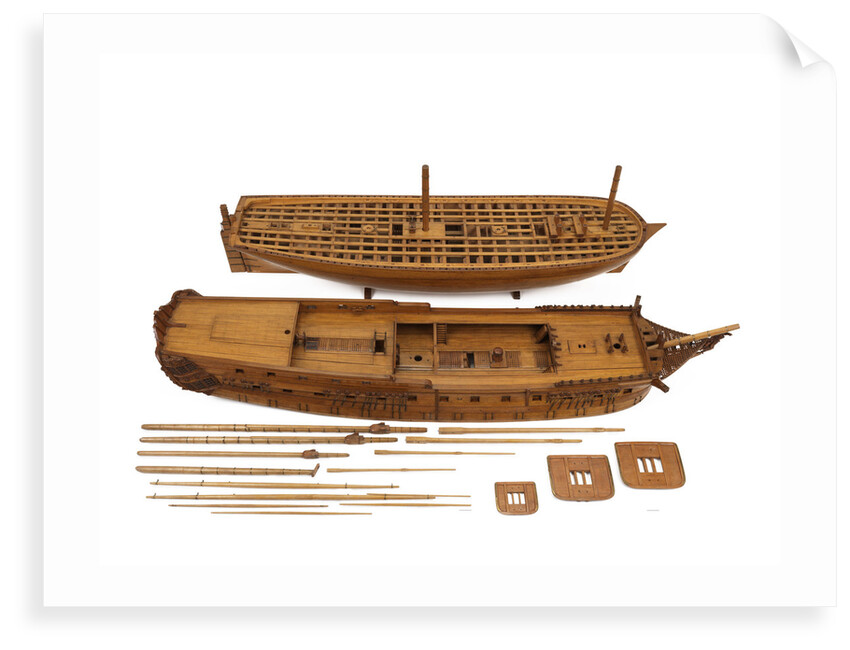 A contemporary dividing full hull model of the 'Washington' (1797), a Dutch 74-gun, two-decker ship of the line by unknown