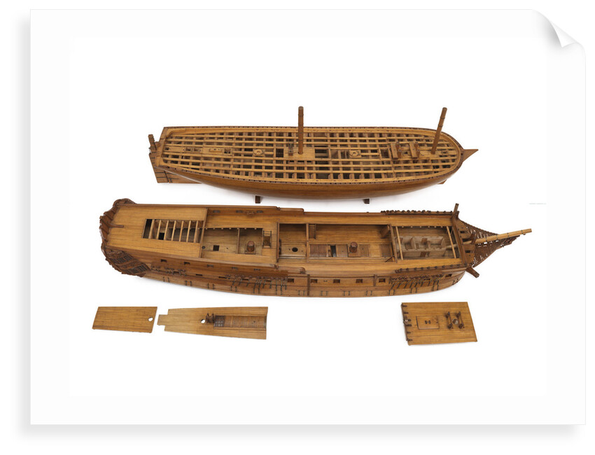 A contemporary dividing full hull model of the 'Washington' (1797), a Dutch 74-gun, two-decker ship of the line by unknown
