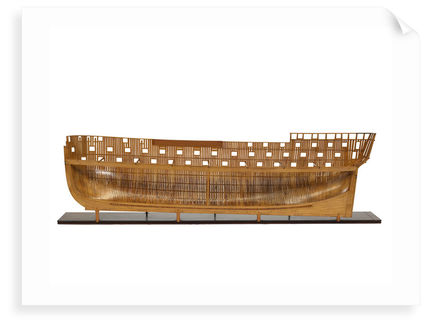 Ship of 74 guns, half-sectional model, starboard hull internal view by unknown