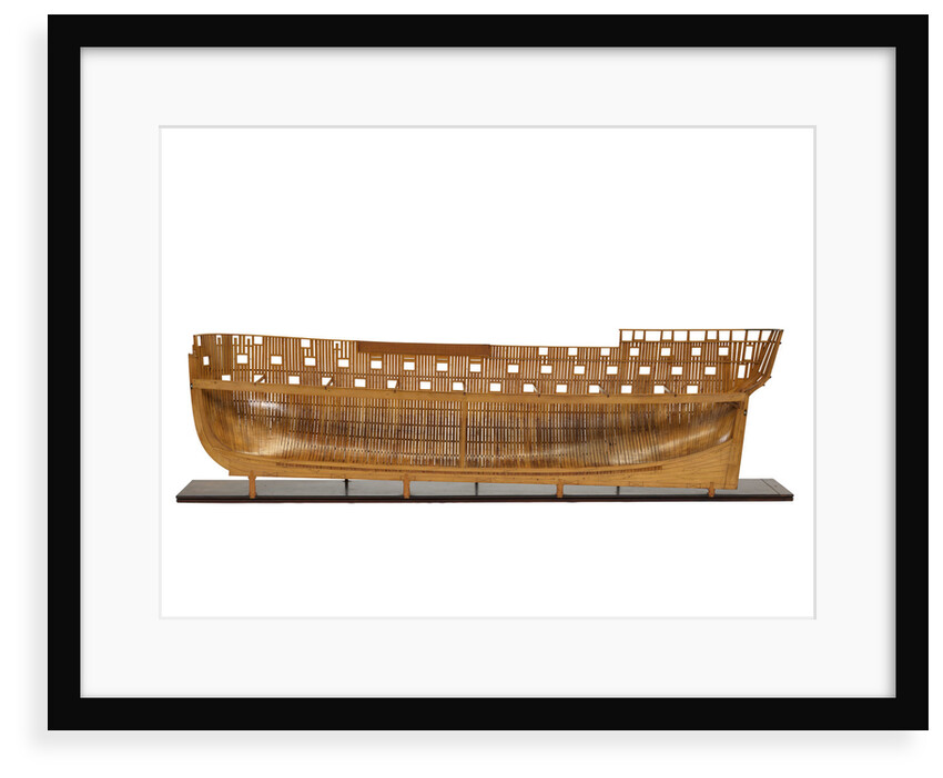Ship of 74 guns, half-sectional model, starboard hull internal view by unknown
