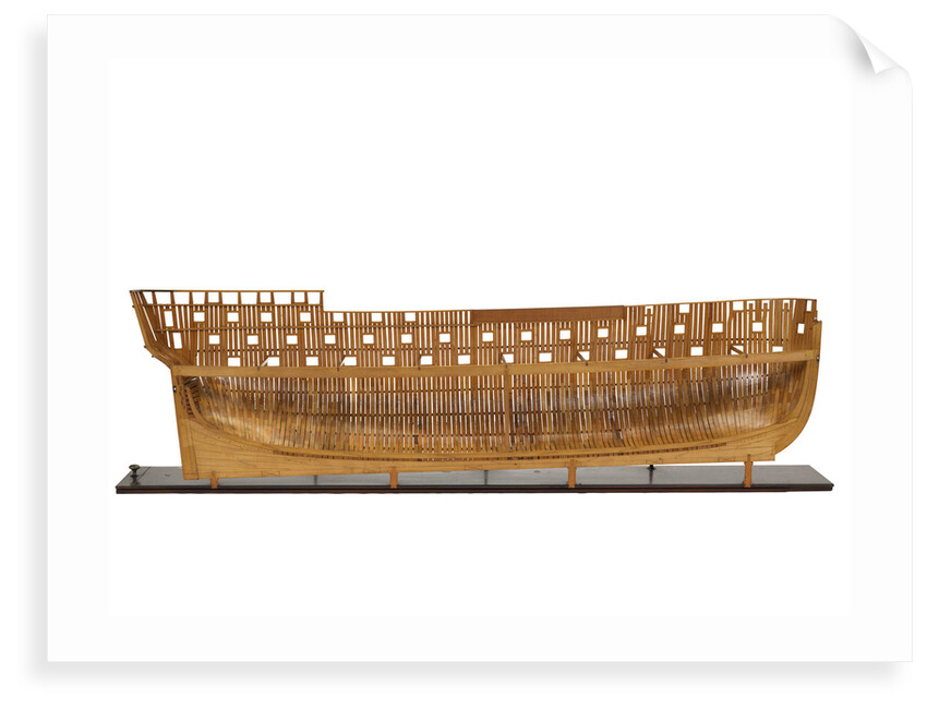 Ship of 74 guns, half-sectional model, port hull internal view by unknown