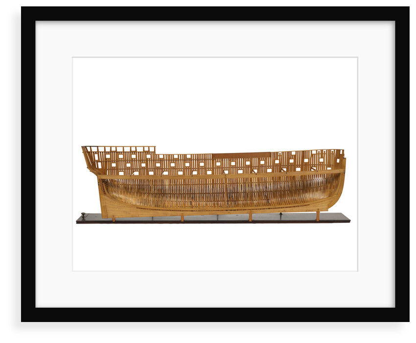 Ship of 74 guns, half-sectional model, port hull internal view by unknown