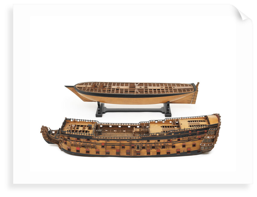 'Royal William', model split to show upper and lower decks by unknown