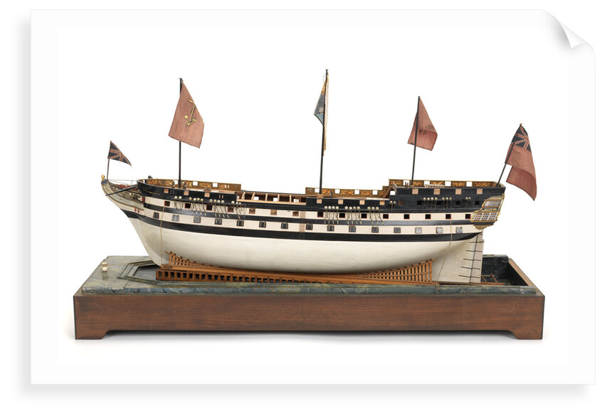 Ship of 74 guns, port broadside by Unknown