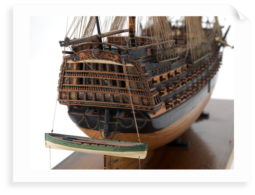 Ship of 110 guns, starboard stern gallery and boat detail by unknown