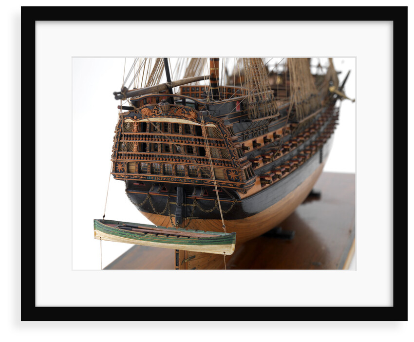 Ship of 110 guns, starboard stern gallery and boat detail by unknown