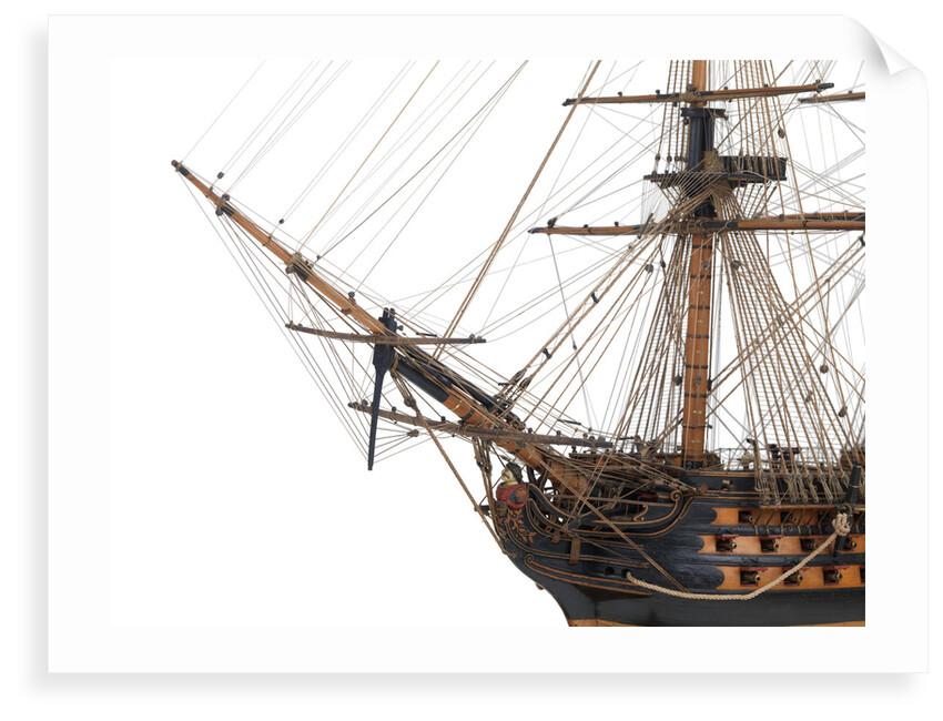 Ship of 110 guns, port bow and figurehead detail by unknown