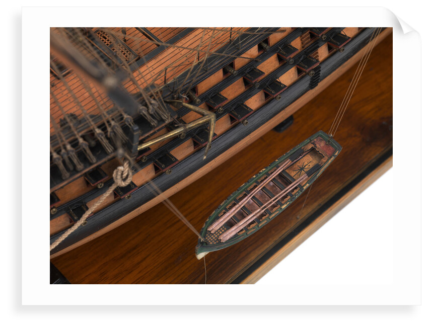 Ship of 110 guns, portside and row boat detail by unknown