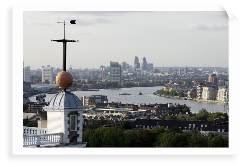 Time Ball at Royal Observatory, Greenwich and view of river Thames by National Maritime Museum