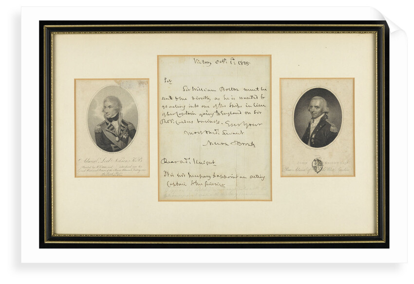 Two portraits and a letter by Admiral Lord Nelson by unknown