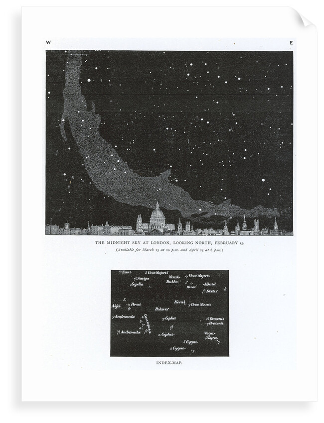 The night sky above Greenwich around 10pm on the 15th February, taken from Edwin Dunkin's 'The Midnight Sky' by Unknown