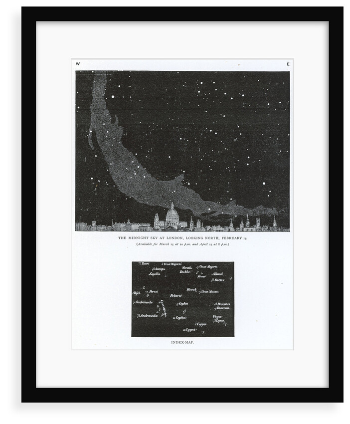 The night sky above Greenwich around 10pm on the 15th February, taken from Edwin Dunkin's 'The Midnight Sky' by Unknown