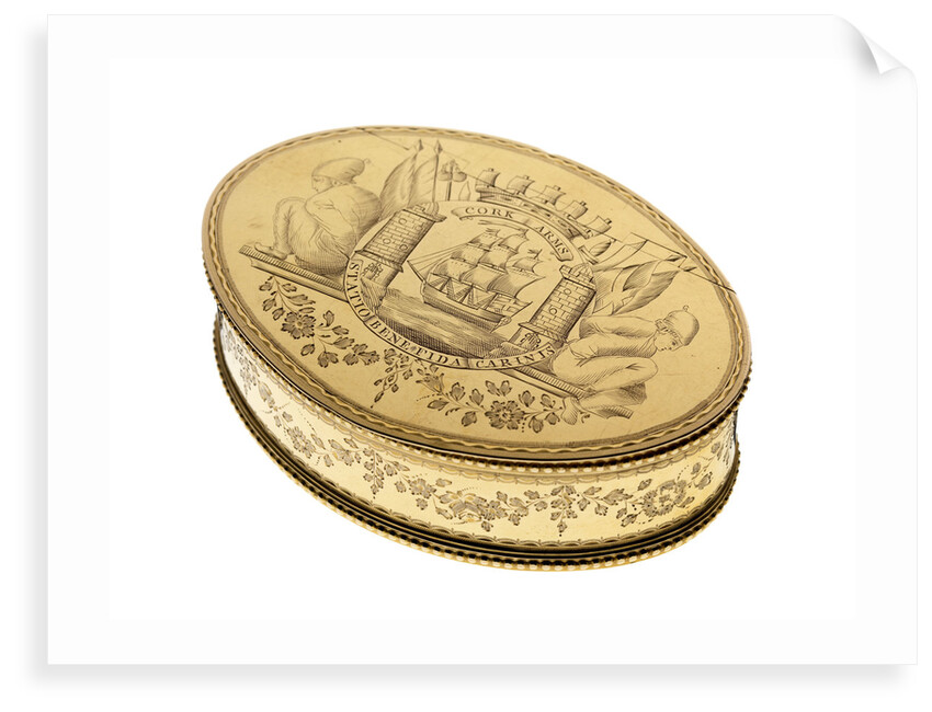 Gold freedom box presented by the City of Cork on 16 September 1782 to Admiral Lord George Brydges Rodney (1719 -92) by William Reynolds