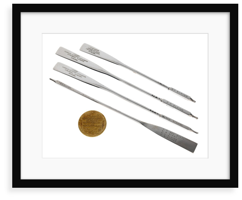 One of four miniature silver oars and a gold medal won in regattas by Vice-Admiral Sir Robert Francis Elkins (b. 1903) by Meli