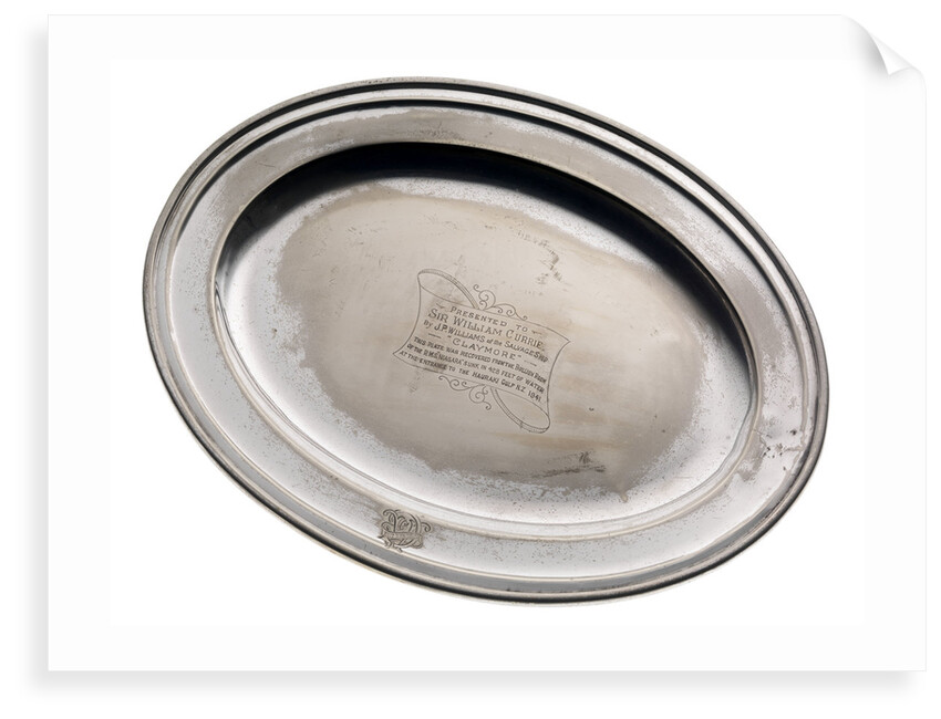 Electroplated dish from the wreck of RMS 'Niagara', salvaged in 1941 by Walker & Hall