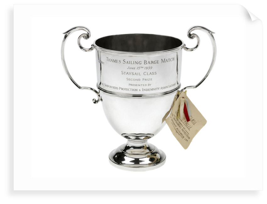 Prize cup won by the sailing barge 'Memory' in 1959 by S.S. & W Ltd.