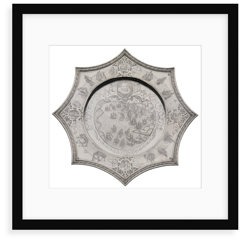 Silver dish commemorating the capture of the Spanish silver fleet by the Dutch Admiral Piet Hein (1577-1629) in 1628 in the bay of Matanzas by Andreas Kauxdorf