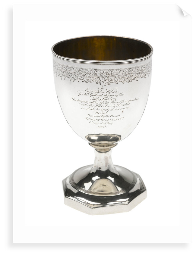 Silver cup presented to Captain John Wilson in 1806 by Thomas Wallis