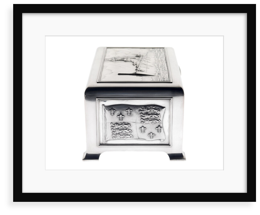 Silver cigarette box, commemorating the Battleship HMS 'King George V' (1911), given to King George V (1865-1936) by his mother Queen Alexandra (1844-1925) by Peter Carl Faberge