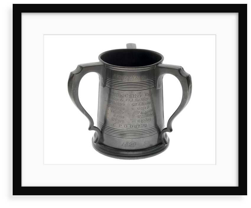 Pewter tankard won at the RNAV cutter race, 1890 by James Dixon & Sons