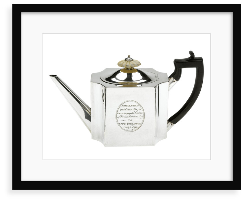 Silver teapot presented to Captain Nicholas Tomlinson (d.1847) for the capture of privateers in 1796 by Robert Salmon
