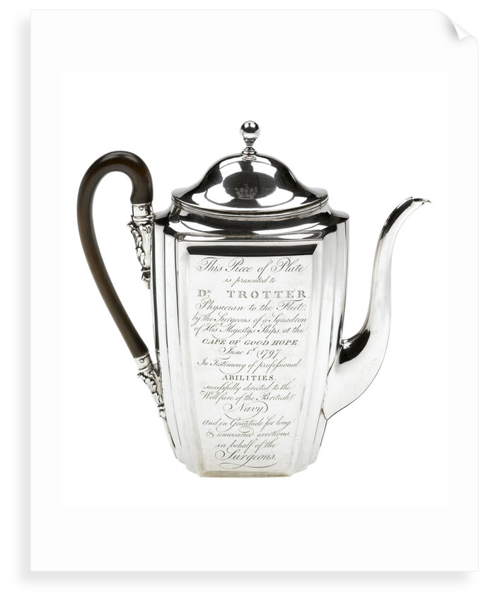 Silver coffee pot presented to the naval physician Dr Thomas Trotter (1760-1832) by Henry Chawner