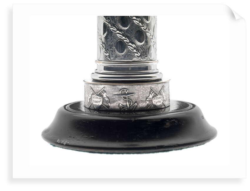 One of a pair of matching Sheffield plate candlesticks commemorating the victories of Admirals Richard Howe, John Jervis, Adam Duncan and Horatio Nelson by unknown