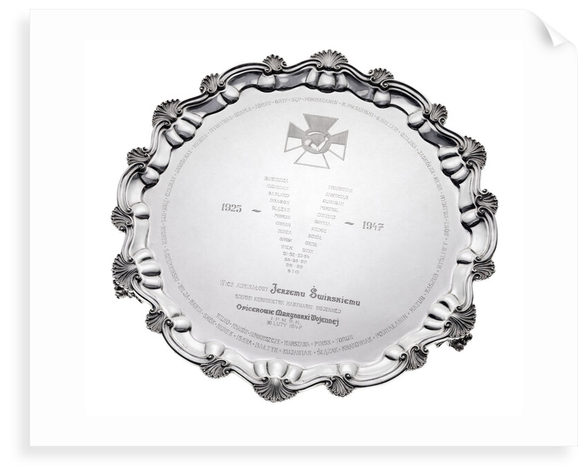 Silver salver presented to Vice-Admiral Jerzy Swirski by unknown
