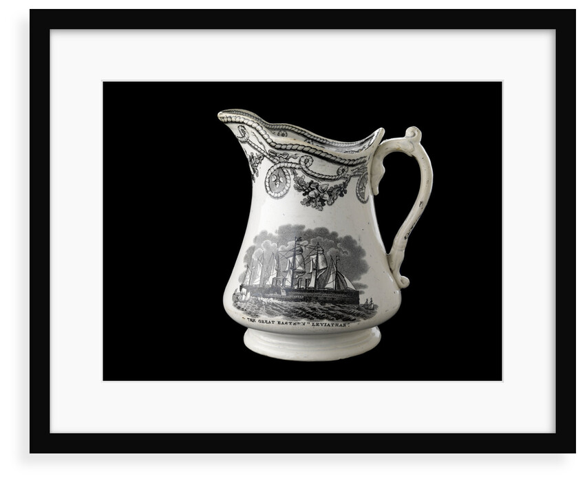 Jug transfer-printed in black on one side with a view of HMS 'Agamemnon' at anchor and the other with the 'Great Eastern' under sail and steam by unknown