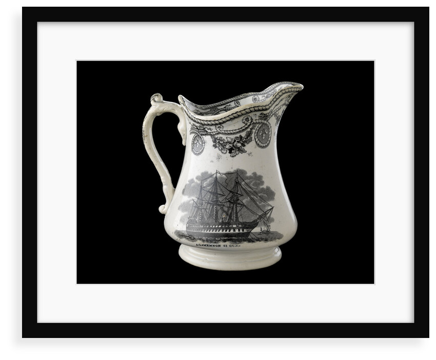 Jug transfer-printed in black on one side with a view of HMS 'Agamemnon' at anchor and the other with the 'Great Eastern' under sail and steam by unknown