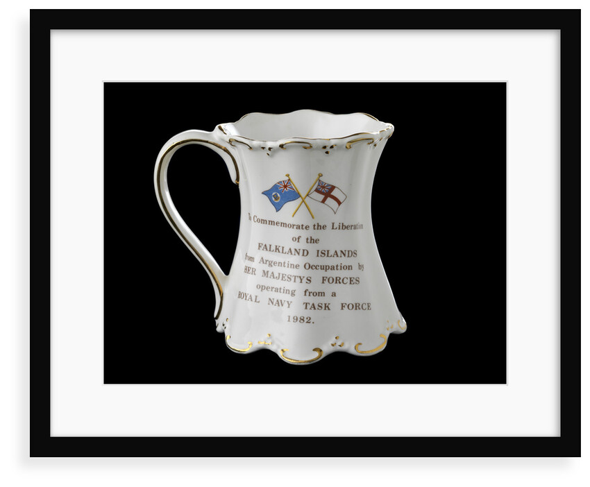 Shaped mug with gilt scrolling rims commemorating the Falklands War, 1982 by St George Fine Bone China