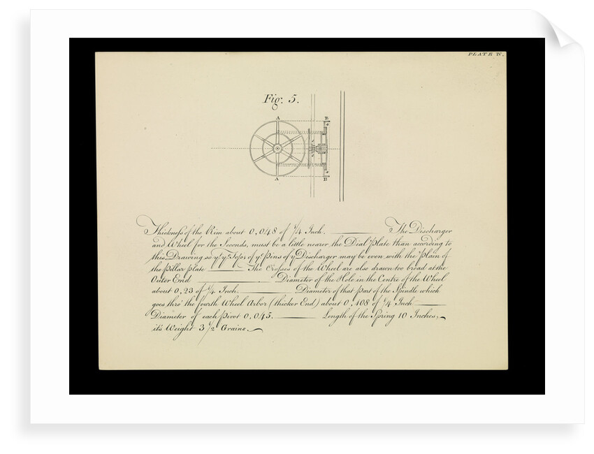 Figure 4 of 10 relating to Harrison's 4th marine timekeeper taken from 'The Principles of Mr Harrison’s Timekeeper’ (1767) by unknown
