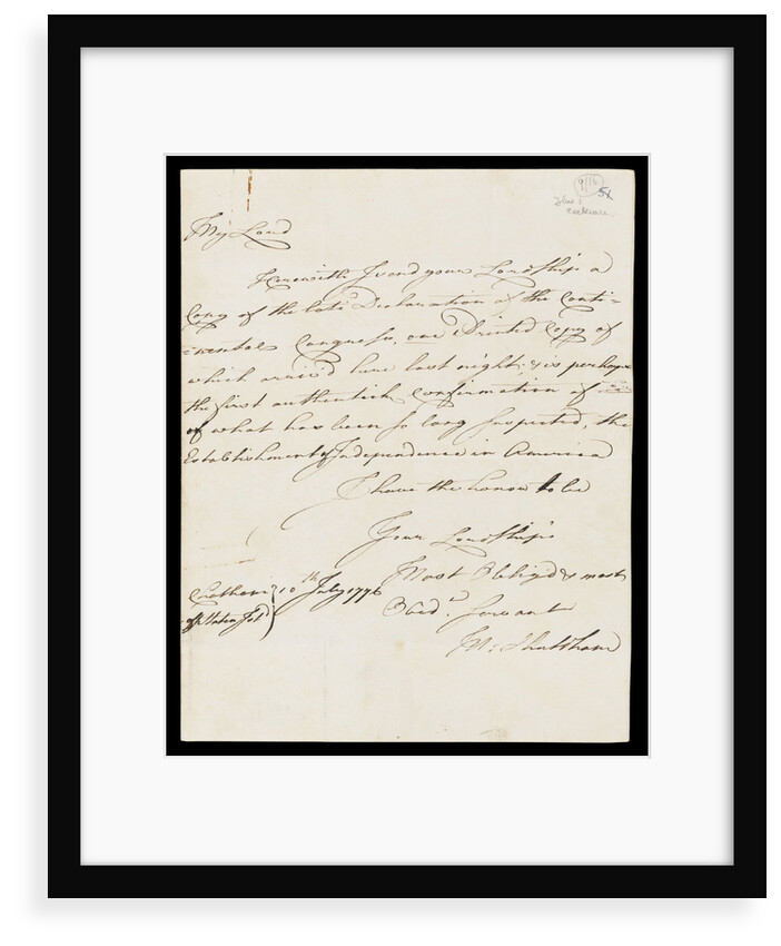 Letter from the Sandwich Papers by unknown