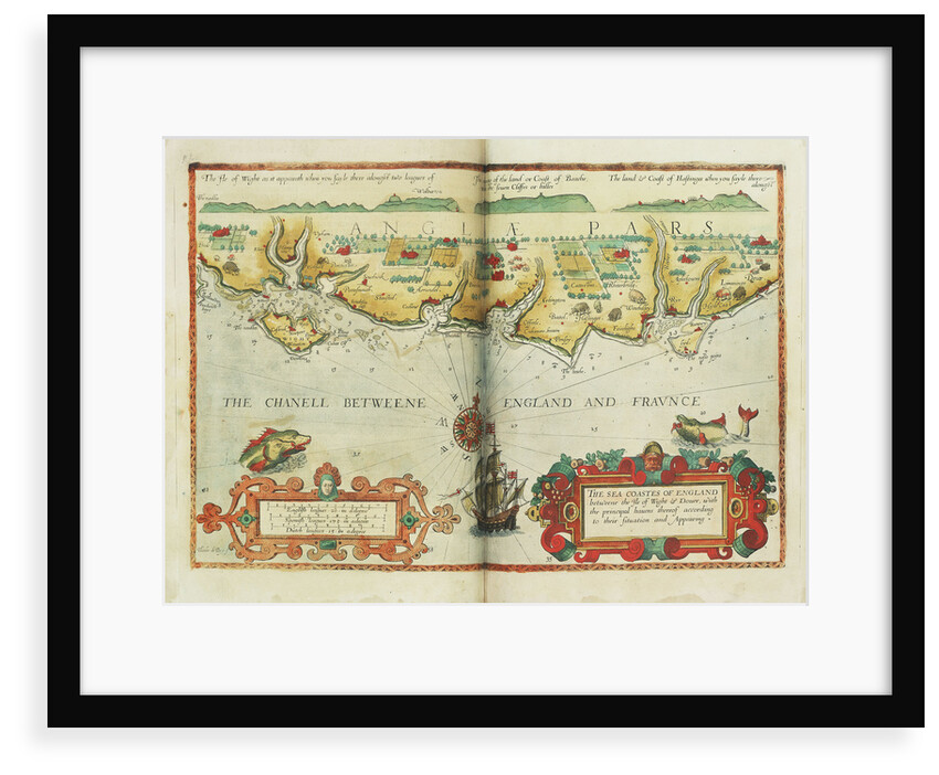 The sea coastes of England between the Isle of Wight and Dover, with the principal havens thereof according to their situation and appearing by Lucas Janz Waghenaer