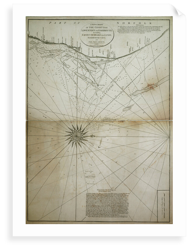 A new chart of the coast from Lowestoff to Hasbrough including Yarmouth Roads and Sands, Hasbrough Gatt, and the new lights by John Diston