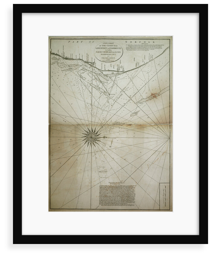 A new chart of the coast from Lowestoff to Hasbrough including Yarmouth Roads and Sands, Hasbrough Gatt, and the new lights by John Diston
