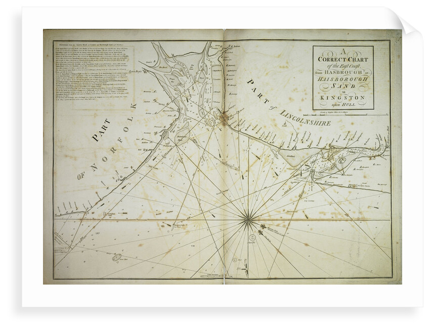 A correct chart of the east coast, from Hasbrough or Haisbrough Sand to Kingston upon Hull by John Diston