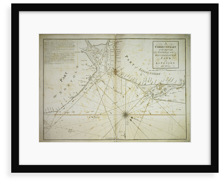 A correct chart of the east coast, from Hasbrough or Haisbrough Sand to Kingston upon Hull by John Diston