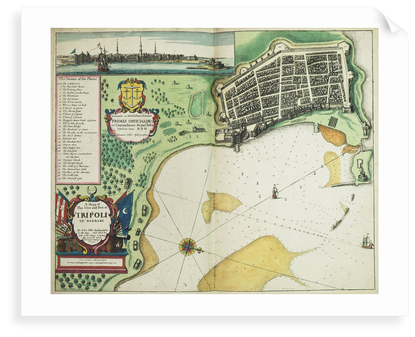 A map of the city and port of Tripoli in Barbary by John Seller