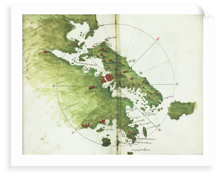 Chart of Negroponte by Bartolommeo dalli Sonetti
