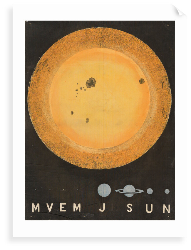 A wall hanging of the Sun, 3 feet in diameter and comparative size of planets by Working Men's Educational Union