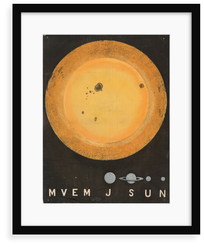 A wall hanging of the Sun, 3 feet in diameter and comparative size of planets by Working Men's Educational Union