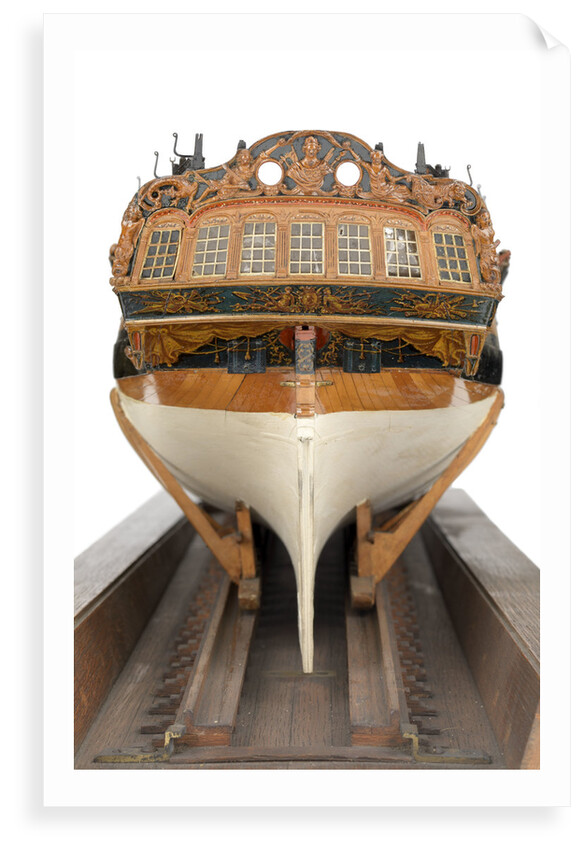 Model of a warship (1757); frigate fifth rate, 32 guns by unknown