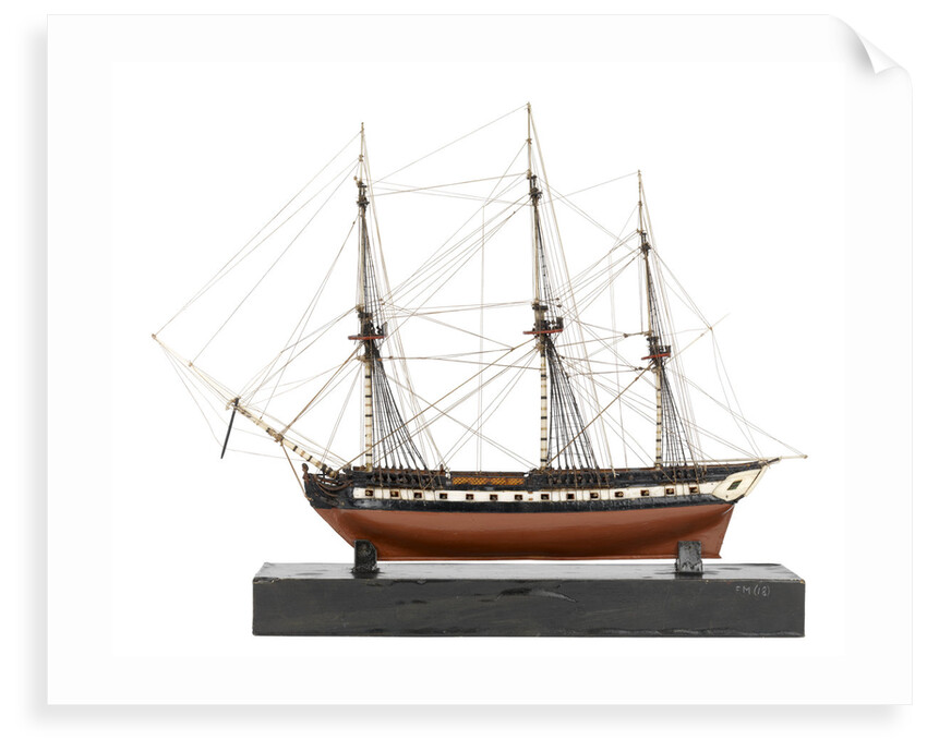 A model of a warship (1800), French, frigate, 44-48 gun by unknown