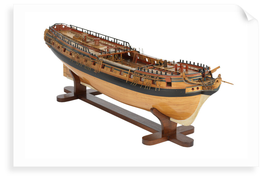 Contemporary full hull model 'Minerva' (1780), a 38-gun frigate by G.W. French