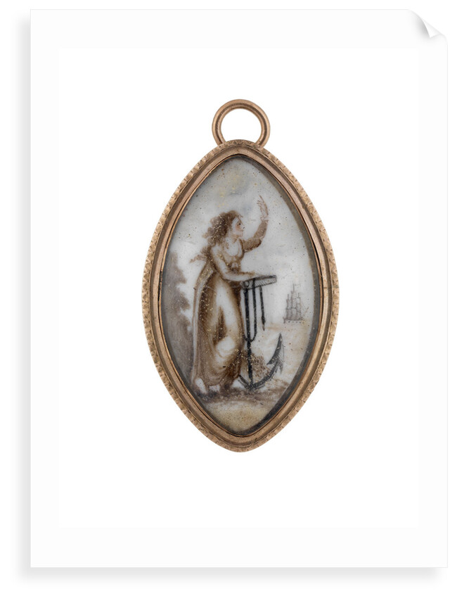 Symbolic female figure with an anchor, representing 'Hope' by unknown