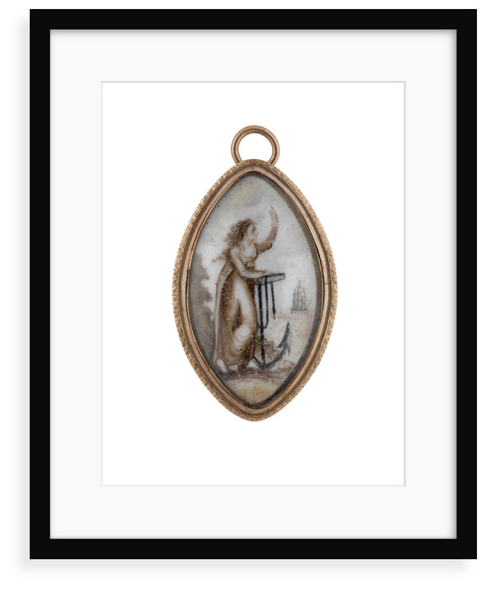 Symbolic female figure with an anchor, representing 'Hope' by unknown
